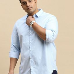 Sztori Plus Size Textured Cotton Classic Opaque Casual Shirt-image-14