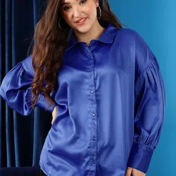CURVY STREET Plus Size Shirt Collar Cuffed Sleeves Shirt Style Top-picture-31