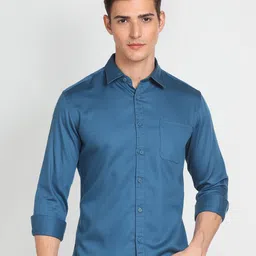 Flying Machine Men Blue Opaque Casual Shirt-image-8