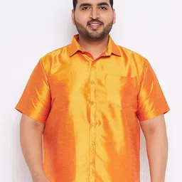 VASTRAMAY Premium Spread Collar Regular Fit Silk Casual Shirt-image-1