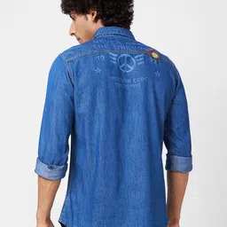 SPYKAR Graphic Printed Slim Fit Opaque Denim Casual Shirt-image-31