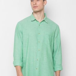 SNX Classic Tailored Fit Opaque Self Design Pure Cotton Casual Shirt-image-74