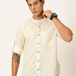 Thomas Scott Premium Linen Slim Fit Mandarin Collar Opaque Casual Shirt-image-50