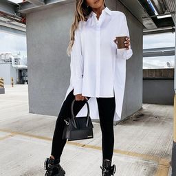 StyleCast White Longline High Low Casual Shirt-picture-18
