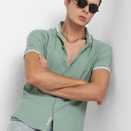 Campus Sutra Classic Stand Collar Cotton Casual Shirt-image-21