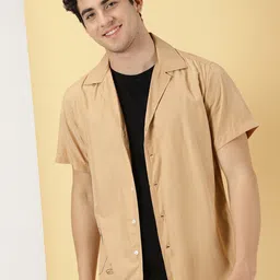 Thomas Scott Classic Short Sleeves Cotton Opaque Casual Shirt-image-47