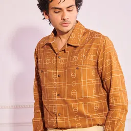 ARTLESS Relaxed Geometric Printed Casual Shirt-image-46