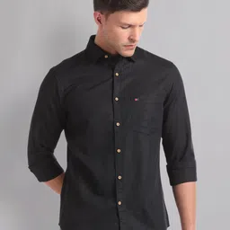 AD By Arvind Slim Fit Spread Collar Cotton Linen Casual Shirt-image-62