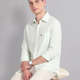 AD By Arvind Modern Slim Fit Heathered Spread Collar Casual Shirt-image-65