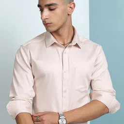 HIGHLANDER Spread Collar Curved Slim Fit Formal Shirt-image-34