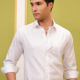 LOCOMOTIVE Luxe White Dobby Textured Occasion Shirt-image-15
