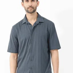 RARE RABBIT Men Vert Vertical Striped Spread Collar Slim Fit Cotton Shirt-image-12