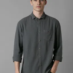 Louis Philippe Jeans Men Spread Collar Solid Cotton Slim Fit Casual Shirt-image-89