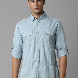 Louis Philippe Jeans Men Slim Fit Solid Pocket Detailing Pure Cotton Casual Shirt-image-92