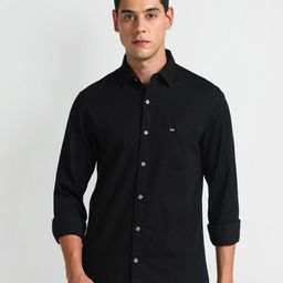 Arrow Sport Spread Collar Curved Cotton Slim Fit Casual Shirt-picture-22