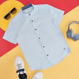Pantaloons Junior Boys Mandarin Collar Casual Shirt-15