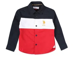 U.S. Polo Assn. Kids Boys Colourblocked Regular Fit Pure Cotton Casual Shirt-image-59