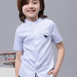 One Friday Boys Comfort Band Collar Cotton Casual Shirt-image-86