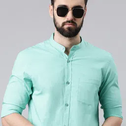 THE SOUL PATROL Band Collar Regular Fit Pure Cotton Casual Shirt-picture-4