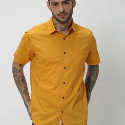 Mufti Spread Collar Slim Fit Cotton Linen Casual Shirt-picture-55