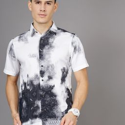 British Club Smart Ethnic Printed Faded Spread Collar Cotton Casual Slim Fit Shirt-image-25