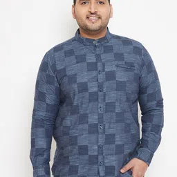Instafab Plus Men Blue Checked Casual Shirt-image-40