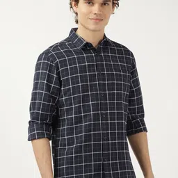 HARDSODA Windowpane Checked Cotton Casual Shirt-image-71