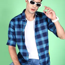 HARDSODA Buffalo Checked Spread Collar Twill Casual Shirt-image-78
