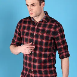 HARDSODA Buffalo Checked Spread Collar Twill Casual Shirt-image-58
