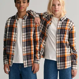 GANT Kids Checked Button-down Collar Pure Cotton Casual Shirt-image-13