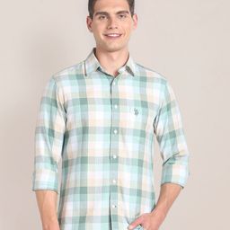 U.S. Polo Assn. Buffalo Checked Spread Collar Premium Cotton Casual Shirt-image-30