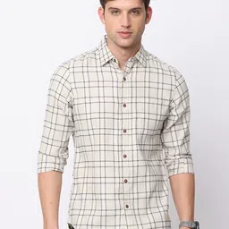 NIRVAAN Men Slim Fit Tartan Checked Pure Cotton Casual Shirt-image-55
