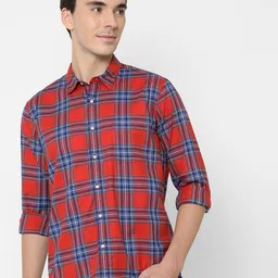 Pepe Jeans Men Red Tartan Checks Checked Pure Cotton Casual Shirt-image-29