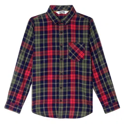 Cantabil Boys Tartan Checks Checked Cotton Casual Shirt-picture-7
