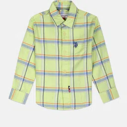 U.S. Polo Assn. Kids Boys Tartan Checks Pure Cotton Casual Shirt-image-97