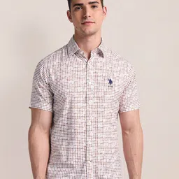U.S. Polo Assn. Geometric Printed Cotton Opaque Checked Casual Shirt-picture-6