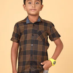 CAZZBA Boys Tartan Checked Cotton Casual Shirt-image-47