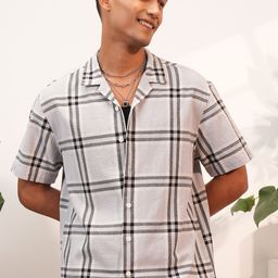 LOCOMOTIVE Premium Dobby Textured Cuban Collar Cotton Relaxed Shirt-image-68