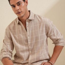 LOCOMOTIVE Men Windowpane Checks Cotton Relaxed Fit Casual Shirt-image-72