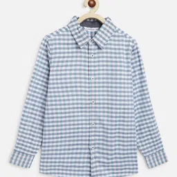 Campana Boys Gingham Checks Spread Collar Cotton Casual Shirt-picture-0