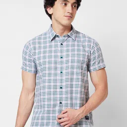SPYKAR Tartan Checked Cotton Opaque Casual Shirt-image-14