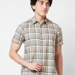 SPYKAR Tartan Checked Cotton Casual Shirt-image-10