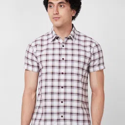 SPYKAR Spread Collar Short Sleeves Checked Casual Cotton Shirt-image-16