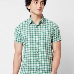 SPYKAR Tartan Checked Cotton Opaque Casual Shirt-image-36