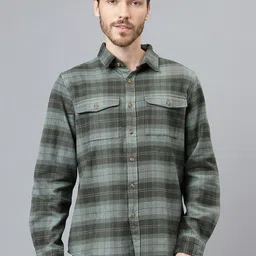 Woodland Tartan Checked Flannel Weave Pure Cotton Casual Shirt-image-18
