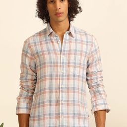 THINC Men Immaculate Ivory Regular Fit Linen Shirt with Stripes-image-61