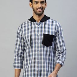 DON VINO Tartan Checks Printed Slim Fit Casual Hoodie Shirt-image-79