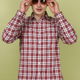 V-Mart Tartan Checked Spread Collar Long Sleeves Regular Fit Casual Shirt-image-35
