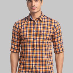 Parx Slim Fit Long Sleeves Spread Collar Cotton Opaque Checked Casual Shirt-picture-19