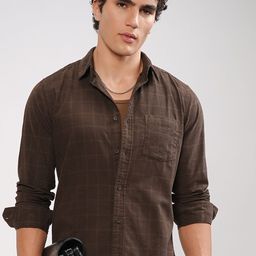 HIGHLANDER Men Button-Down Collar Checked Cotton Casual Shirt-image-28